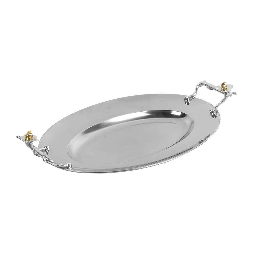 Travessa Oval Pequena (Inox) Orquídea