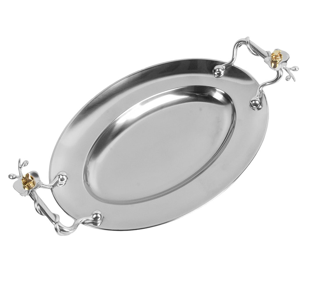 Travessa Oval Pequena (Inox) Orquídea