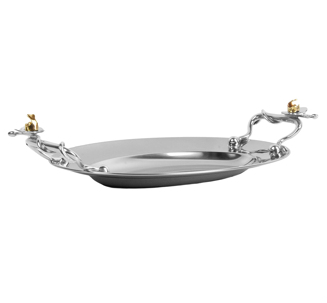 Travessa Oval Pequena (Inox) Orquídea