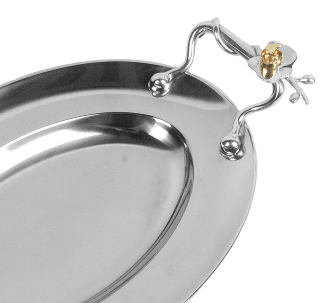 Travessa Oval Pequena (Inox) Orquídea