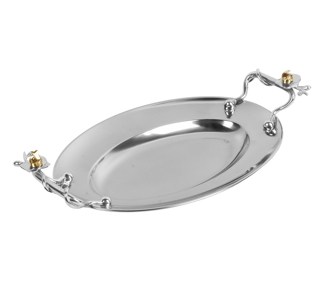 Travessa Oval Média (Inox) Orquídea